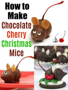 how to make chocolate cherry christmas mice