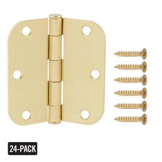 brass plated door hinges with screws and 4 - pack for cabinet doors