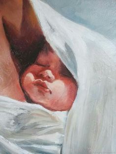 a painting of a baby wrapped in a blanket