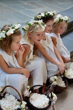 definitely want flower crowns and baskets of petals Children's Dresses, Flower Girl Accessories, Flower Tiara, Flower Wreaths, Ring Bearers, Flower Girl Basket, Wedding Flower Girl, Bridal Show, Flower Crowns