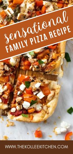 an image of a pizza with the words seasonal family pizza recipe on it and overlay