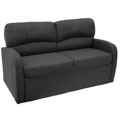 a grey couch with two recliners on the back and one seat upholstered