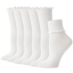 PRICES MAY VARY. 🌻🌻【Material & Size】 BONANGEL women's ruffle socks are made of 80% cotton, 15% polyester and 5% spandex and fit women's shoe sizes 5 - 9. 🍧🍧【Unique Design】These cute women's ankle socks feature a unique ruffled cuff design with frilly and high stretch design brings you more fashion and vitality. 👢👢【Soft & Breathable】The women calf frilly socks are made of 80% combed cotton with double needle technology, making socks softer and more breathable, and never go out of style. The White Crew Socks, Ruffle Socks, Frilly Socks, Ruffled Socks, Cuff Design, Socks Cute, Ankle Socks Women, Sandals Casual, Socks For Women