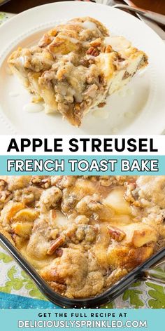 Look forward to this apple french toast bake! It's a perfect holiday brunch food for overnight guests. Finished with a streusel topping, this baked french toast is one of the best apple recipes! Save this fall breakfast idea! Christmas French Toast, Apple French Toast Bake, Apple French Toast, Stuffed French Toast Cream Cheese, Nut Allergy, Baked French Toast, Apple Streusel, Autumn Recipes, Easy Drink Recipes