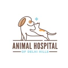 an animal hospital logo with a dog and cat