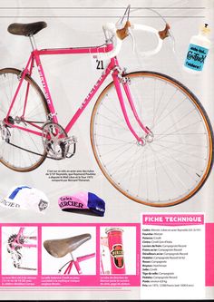 an advertisement for a pink bicycle is shown