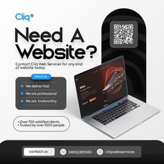 a web page with an image of a laptop and qr code on the screen