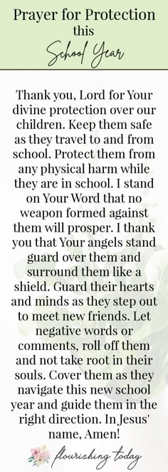 prayer for protection school year thank you lord for your divine protection over our children keep them safe