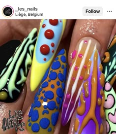 Fingernails Painted, Nail Design Glitter, Fruit Nail Art, Hippie Nails, Crazy Nails, Nails Only, Toe Nail Designs, Get Nails, Fire Nails