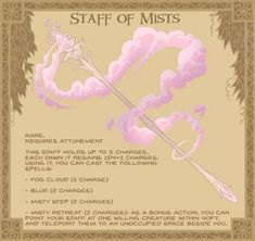 an image of a poster with the words staff of mists