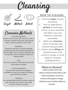 Cleansing Methods Witchcraft, Witch Cleansing, Cleansing Witchcraft, Printable Grimoire Pages, Spells For Beginners