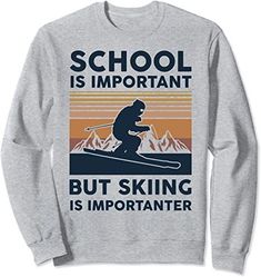 School Is Important But Skiing Is Importanter Funny Sweatshirt Skiing Instagram Pictures, Ski Instagram Pictures, Ski Vacation Outfits, Pictures Ideas Instagram, Girl Skiing, Christmas Skiing, Skiing Christmas, Ski Trip Aesthetic