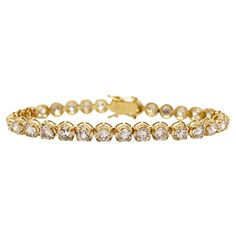 18CT Yellow Gold 8.00CT Diamond Tennis Bracelet A diamond tennis bracelet is a timeless accessory, ideal for special occasions or everyday wear, embodying the perfect blend of luxury and practicality. Whether worn alone or stacked with other bracelets, it’s sure to be a cherished addition to any jewelry collection. The secure box clasp closure, complemented by two figure '8' safety catches, provides peace of mind, allowing you to wear the bracelet confidently without fear of losing it. This brac Luxury Gold Bracelet, Fancy Yellow Diamond Ring, Jewelry Stack, Gold Diamond Hoop Earrings, Bracelet Tennis, Modern Bracelets, Yellow Diamond Rings, Fancy Yellow Diamond, Daily Jewelry