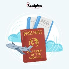 a passport with the words world tourism day written on it and an airplane flying over it