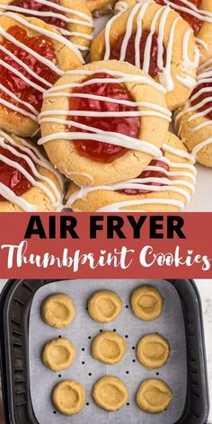 an air fryer filled with cookies and covered in white icing