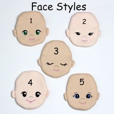 the instructions for how to make an easy face doll with felt eyes and head shapes