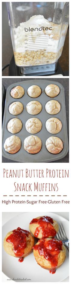 peanut butter protein snack muffins are in the pan and ready to be eaten