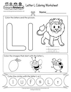 the letter l worksheet with pictures of animals and letters