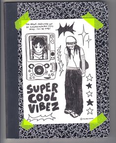 a drawing of a person wearing a shirt and pants with the words super cool vibez on it