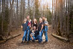 a family is posing for a photo in the woods with their names on them and an image that says after