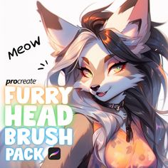 the furry head brush pack includes an image of a wolf with red eyes and long hair