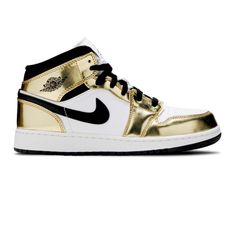 New With Box. Air Jordan 1 Mid Se Gs Metallic Gold. Grade School Size 6.5 Which Is A Women’s 8. Logo Wings, 70s Converse, Air Jordan 1 Mid White, Jordan 1 Mid White, Nike X Travis Scott, Air Shoes, Air Jordan 1 Mid Se, Converse Run Star, Leather Detailing