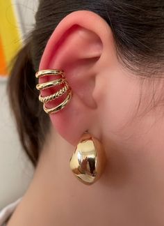 This layered one-piece earcuff is made with a gold-filled finish to add an elegant touch to any outfit. Its lightweight design is perfect for all-day wear, and its intricate details create a polished look. Transform any look with this dress-worthy accessory. Earcuffs Earrings, Heart Hoop Earrings, Black Necklace, Ear Jewelry, Polished Look, Intricate Details, New Shop, Labour Day, Ear Cuff