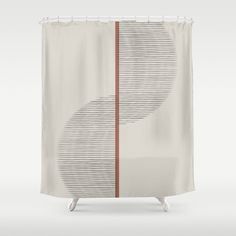 a shower curtain with an abstract design on it