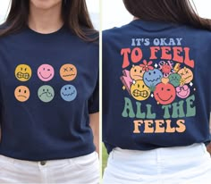 It's Okay To Feel All The Feels, Mental Health Shirt, Speech Therapy Shirt, Inclusion Shirt, Autism Awareness,BCBA Shirt,RBT Shirt, ABA Shirt,Para Shirt, Explore our exclusive line of specially designed t-shirts tailored for football enthusiasts and everyone who appreciates style, modernity, and comfort. Your search for trendy, adorable, and cozy tees ends right here. ❀ SPECIFICS ❀ We take pride in using only the best in the industry - Bella Canvas and Gildan Soft Style brand shirts for printing Therapy Squad Shirts, Rbt Work Outfit, Teacher Aide Outfits, Rbt Shirt, Paraprofessional Outfits, Testing Coordinator, Speech Shirts