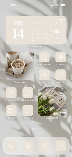 NEUTRAL IOS HOME-SCREEN IDEAS | HOW TO CUSTOMIZE YOUR IOS HOME-SCREEN Apple Widget Ideas, Cream Homescreen, Ipad Aesthetic Homescreen, Cream Beige Aesthetic, Aesthetic Ipad Homescreen Layout, Mobile Arrangement, Cel Phone, Ipad Essentials, Aesthetic Homescreen