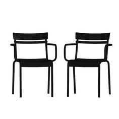 two black chairs sitting next to each other