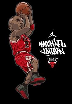 the chicago bulls'michael jordan is dunking in front of an image of himself holding a basketball