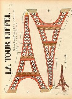 an old paper model of the eiffel tower