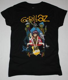 Gorillaz Guitar, Guitar Nirvana, Nirvana Clothes, Gorillaz Shirt, Gorillaz Band, Camisa Rock, Alternative Hip Hop, Music Band, Gorillaz