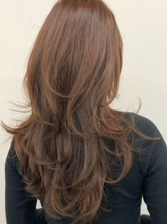 (Korean Layered Haircut) hush cut for long hair with waves Hush Haircut, Hush Cut, Wolfcut Hair Long, Haircut Inspiration, Medium Long Hair