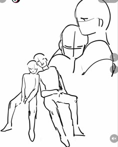 a drawing of two people sitting next to each other, one person holding the other's head