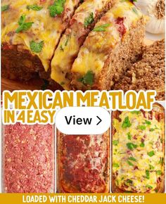 mexican meatloaf in 4 easy steps with cheddar jack cheeses on the side