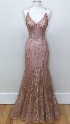 Excessive Prom Dresses, Pink Beaded Dress Long, Fit And Flare Dress Prom, Mermaid Ball Dress, Light Prom Dresses Pastel, Low V Neck Prom Dress, Mesh Overlay Prom Dress, Pink Mermaid Dress Prom, Pink Beaded Prom Dress