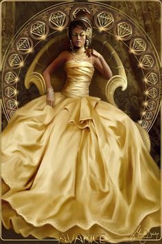 a painting of a woman in a yellow dress