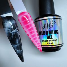 HG PROFESSIONAL BLOOMING GEL Designs: watercolor, floral print, gradients, stone, marble and more... Clear gel, can be applied over any base color. LED = 60 sec. / UV = 120 sec. Curable. Size: 15ml / 0.50oz. Made in USA. NOT TESTED ON ANIMALS Instructions: 1. Apply HG PROFESSIONAL RUBBER BASE COAT (LED/ UV). Curable. 2. Use 1-2 layers of gel color of choice (LED/ UV). Cure. 3. Apply a layer of clear HG PROFESSIONAL BLOOMING GEL, Do Not Cure It!  4. Apply color gel onto desired area, over uncured blooming gel. Allow time for color gel to disperse for blooming effect. Or use dot pen to dip some color coat and draw anything you like on your nails. 5. Cure with LED lamp for 60 seconds or UV lamp for 120 seconds. 6. Apply a layer of the HG PROFESSIONAL TOP GEL (LED/ UV). Cure. WARNING: Avoid co Blooming Gel Designs, Blooming Gel Nail Art, Blooming Nails, Matching Nails, Blooming Gel, Draw Anything, Clear Gel, Watercolor Floral Print, Gel Designs