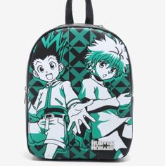 Authentic Brand New With Tag Unused. Ship With Care,Photos Taken From Actual Item. Note: Brand New. Mm Hunter X Hunter Killua & Gon Mini Backpack Off To Whale Island? Don't Forget To Go With Your Bestie -- And Take This Mini Backpack Along For Your Essentials. It Features Best Friends Gon And Killua On It, Against A Grid Background. There's A Metal Hunter X Hunter Logo Applique On The Front Of The Backpack, A Top Carrying Handle And Adjustable Straps. 8 1/2" X 4" X 11 1/2" Polyurethane; Metal So Hunter X Hunter Tote Bag, Hunter X Hunter Logo, Hunter X Hunter Killua, Nightmare Before Christmas Backpack, Gon And Killua, Black Teddy Bear, Grid Background, Hunter Logo, Gon Killua