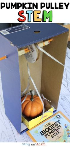 Pumpkin Pulley STEM: Make learning fun with this Fall Halloween STEM Activity in which students investigate pulleys and pumpkins! An excellent companion activity to the fall read aloud The Biggest Pumpkin Ever by Steven Kroll. #pumpkinactivities #fallactivities #pumpkinday #pumpkinweek #stem Stem Station, Halloween Stem Activities, Pumpkins Kindergarten, Halloween Stem, Steam Ideas, Biggest Pumpkin, Pumpkin Activities, Fall Stem