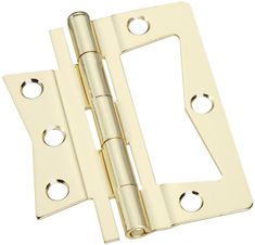 a pair of brass plated door hinges