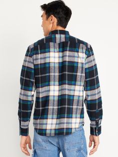 spread collar long sleeves buttoned cuffs button front button-patch chest pockets relaxed fit hits at hip model is approx.  6'1" and wears size mmachine wash according to the care instruction label Mens Flannel, Pocket Shirt, Flannel Shirt, Toddler Boys, Chest Pocket, Old Navy, Long Sleeves, Relaxed Fit, Collar