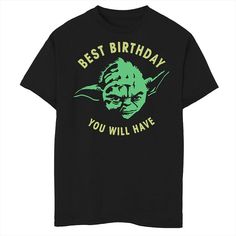 He'll stand out from the crowd in this super-fun Boys 8-20 Star Wars Yoda Best Birthday You Will Have Stencil Graphic Tee. He'll stand out from the crowd in this super-fun Boys 8-20 Star Wars Yoda Best Birthday You Will Have Stencil Graphic Tee. Crewneck Short sleevesFABRIC & CARE Machine wash Cotton Imported Size: Medium. Color: Black. Gender: male. Age Group: kids. Star Wars Yoda, Boys Top, Boy's Clothing, Fabric Care, Graphic Tee, Star Wars, Graphic Tees, Short Sleeves, Tops & Tees