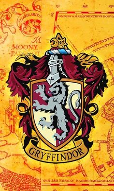 an image of a gryffindor crest on a yellow background