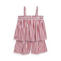 An embroidered anchor adds nautical-inspired style to this striped set which is made with cotton poplin that’s washed for added comfort. Striped Set, Coastal Fashion, Cotton Poplin Top, Swim Cover Up Dress, Poplin Top, Swim Coverup, Nautical Fashion, Girls Clothing Sets, Cute Simple Outfits