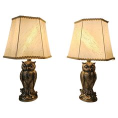 two lamps that have an owl on them