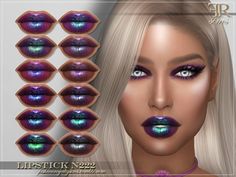 an image of a woman's lips with glitter on them and various makeup colors