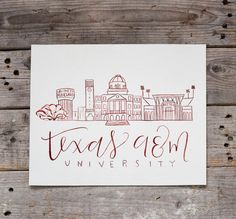 the texas tech university logo is shown on a piece of white paper with red ink